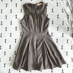 Lulus Olive Green Mesh Bodice Pleated Dress